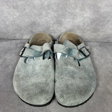 VTG Birkenstock Boston Suede Leather Clogs Taupe Gray Sz 40 US 9 Narrow Footbed