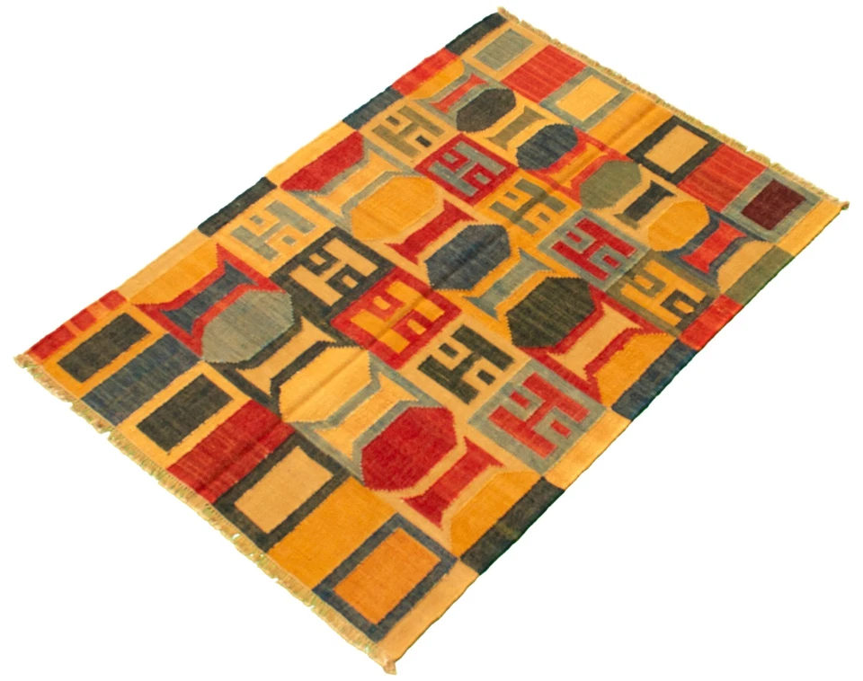 Traditional Vintage Hand Woven Oriental Carpet 4'1" x 5'11" Wool Kilim Area Rug - Image 4 of 4