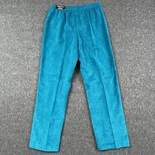 Alfred Dunner Pants Womens 10 Teal Classic Comfort Waist Pull On Corduroy - NEW