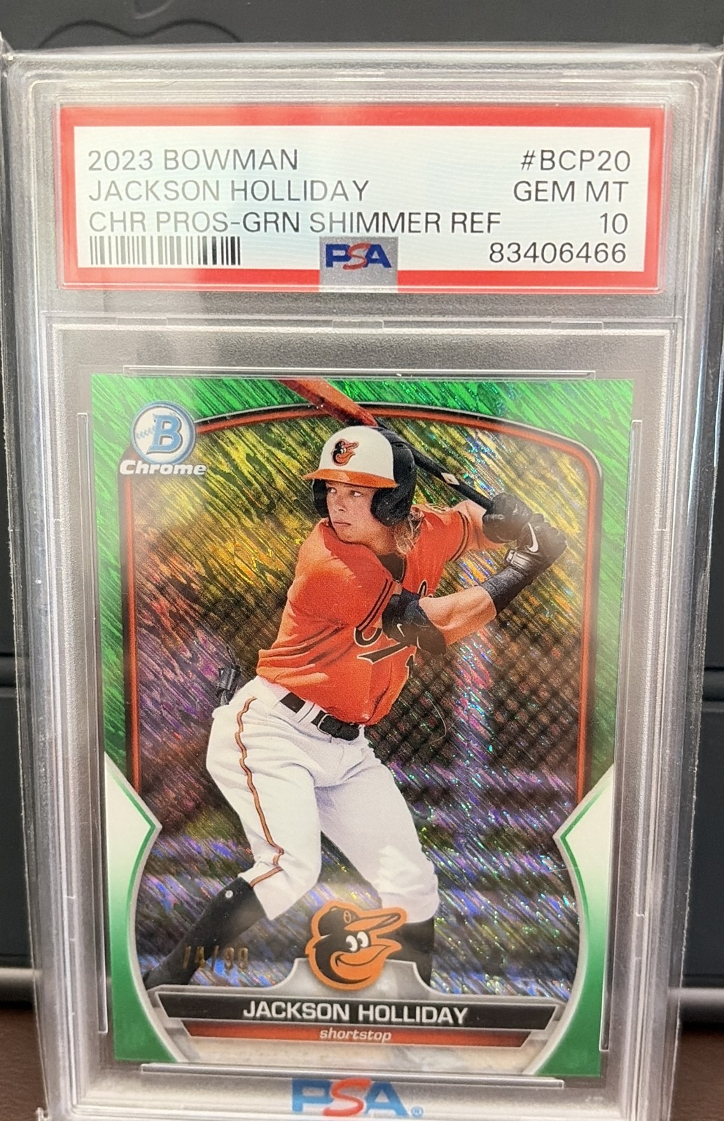 2023 Bowman - Chrome Prospects Jackson Holliday #BCP-20 Green Shimmer /99