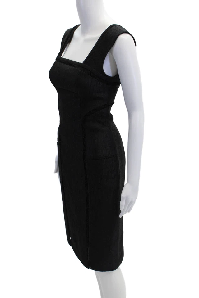 Vestido Lápiz Luca Para Mujer Texturizado Sin Mangas Cuello Redondo Forrado Negro Talla EU Foto 2 de 4