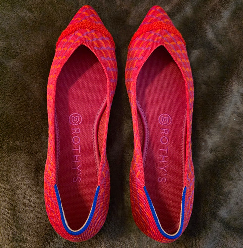 Rothy's Limited Edition The Point Pomegranate Grid Slip On Flats Women Size 8.5