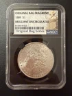 1889 Morgan Silver Dollar Original Bag Fragment BU