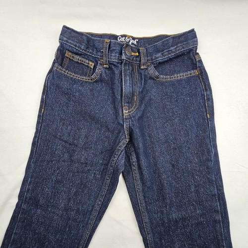 Cat & Jack Little Boys Size 8 Relaxed Straight Blue Jeans Adjustable Waist - Picture 2 of 9