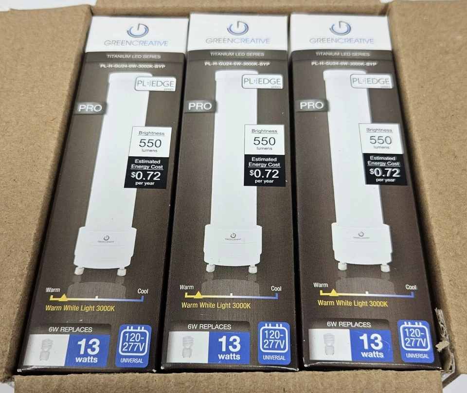 Green Creative 57928 LED PL Lamp 6W GU24 Base 500 Lumens Qty 6 - Image 2 of 3