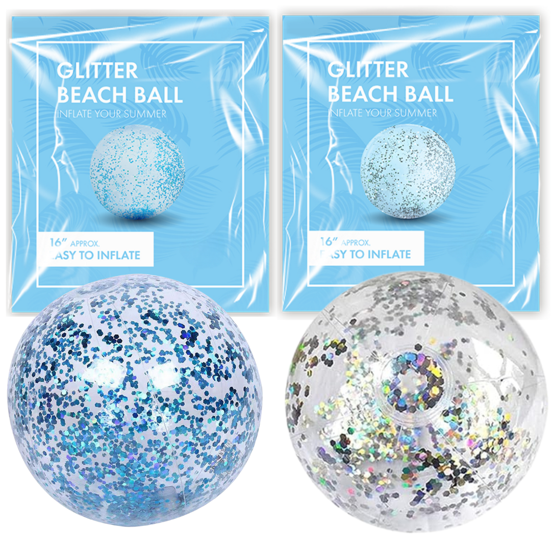 Glitter Inflatable Beach Ball Swimming Pool Kids Indoor Outdoor Toy (1  Supplied)