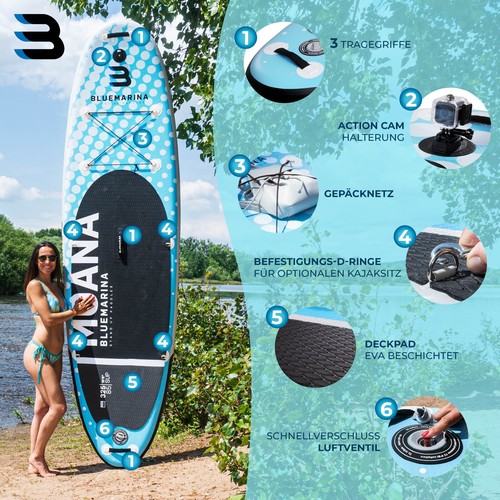 SUP Stand Up Paddle Board Aufblasbar Surfboard Paddleboard Paddling Komplettset - Bild 3 von 24