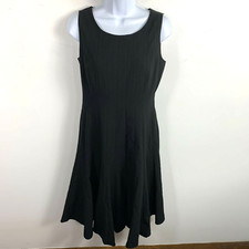 Calvin Klein Womens Dress Sz 6 Solid Black Sleeveless Midi A Line Scoop Neck