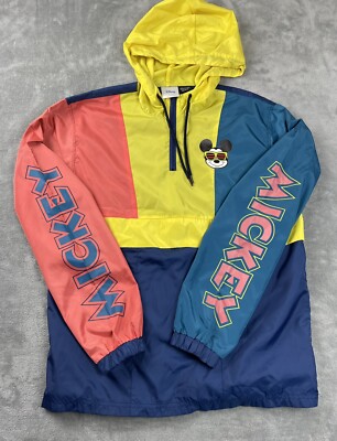miki Disney Mickey Mouse 1/4 Zip Windbreaker Lightweight Pullover Small
