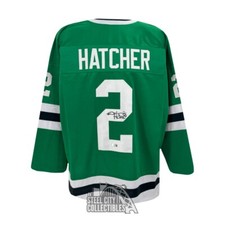 Derian Hatcher Autographed Minnesota Custom Green Hockey Jersey - BAS