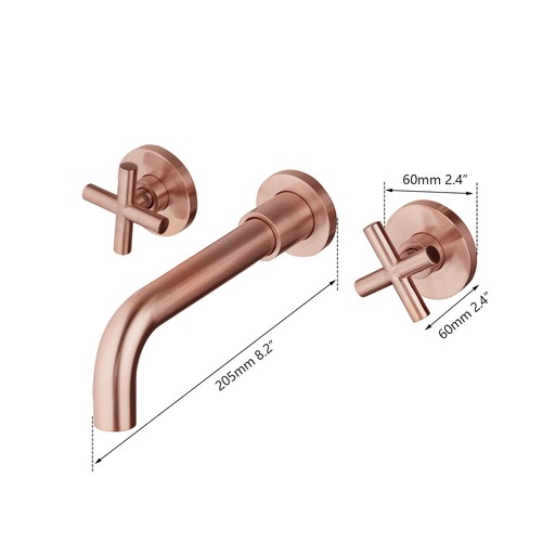 Batidora de bañera de baño de oro rosa 3 piezas grifo de manijas dobles grifo - Imagen 2 de 11