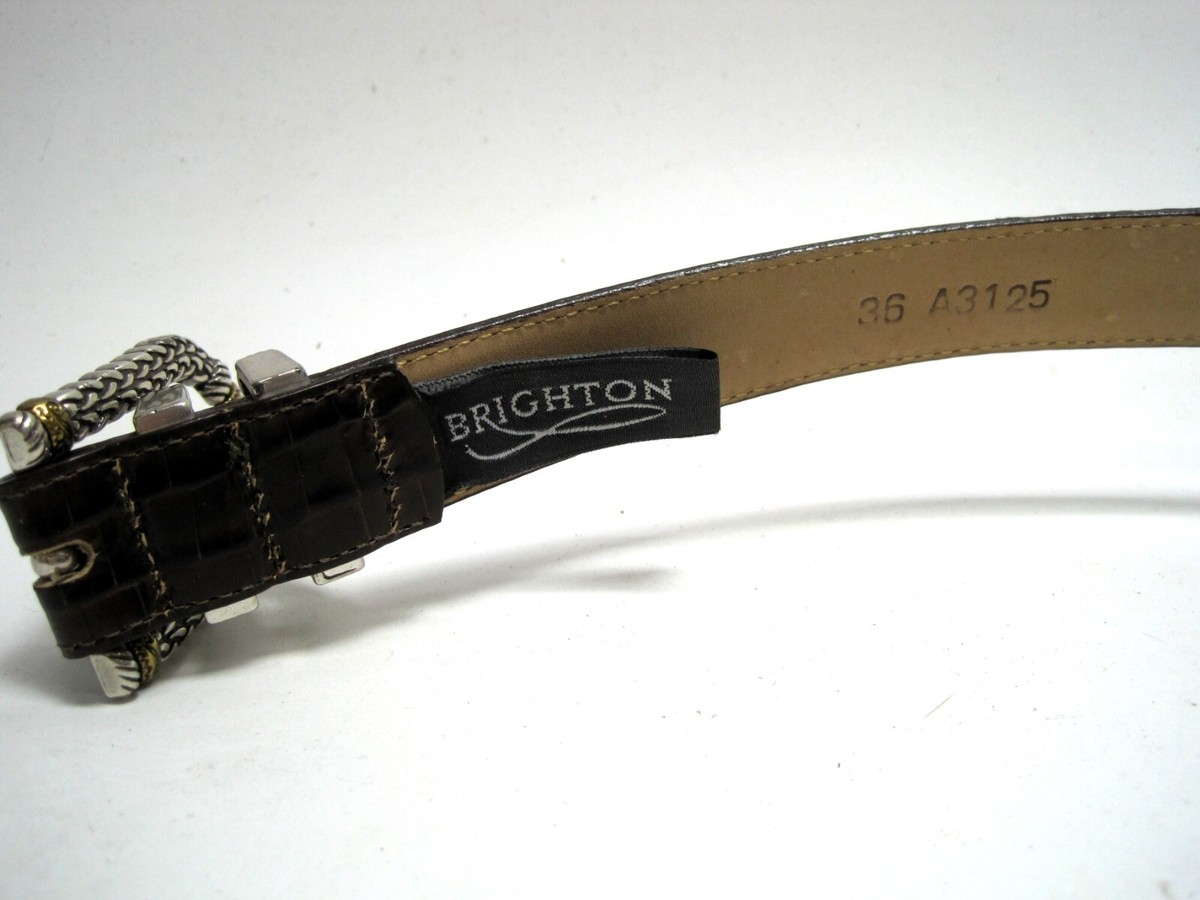 Brighton Two-Tone Brown and Black Leather Belt with Silver-Toned Buckle Brighton Men main image 3