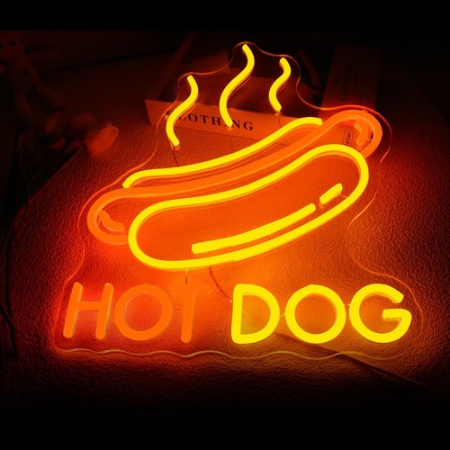 Hot Dog Neon Sign Light - Fun Wall Decor for Kitchen, Bar, Gift for Food Lovers