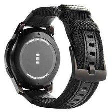 Starkes zweiteiliges Nylon Band 20 / 22 mm Schließe schwarz, lederverstärkt