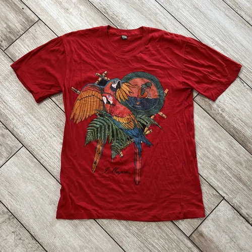 Vintage 1980s Hawaiian Tropic Red, Parrot, Single Stitch T Shirt Women’s Size XL