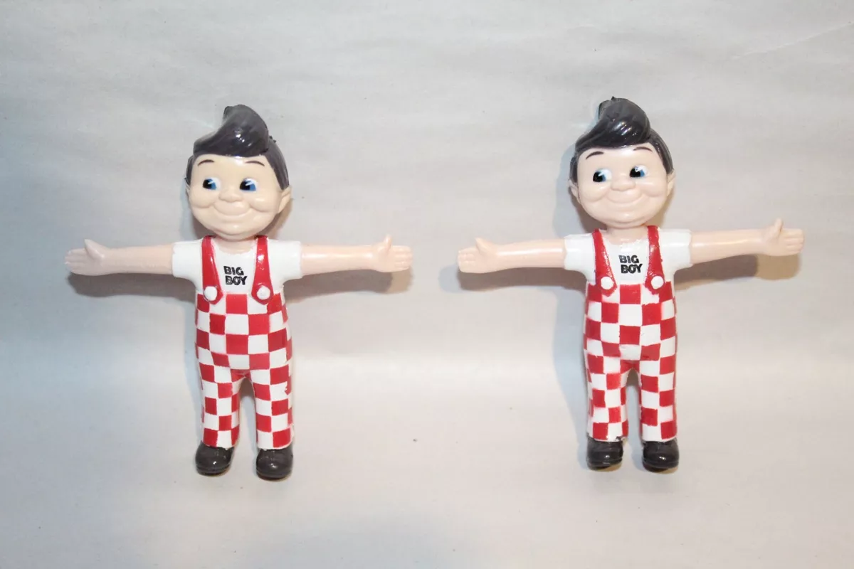 2 Vintage Big Boy Figure 1996 Elias Brothers Restaurant Bendy