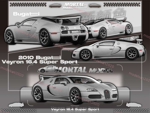 Mortal Bugatti Veyron Super Car Model Diecast Toys Collection Gift Two-Tone 1:64 - Picture 11 of 12