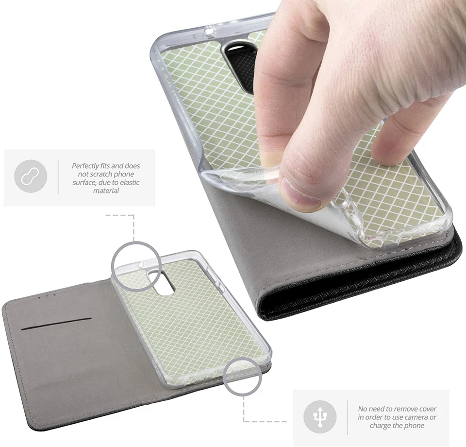 CUSTODIA LIBRO PER HUAWEI MATE 10 LITE - COVER SMART MAGNET CASE NERO - Immagine 4 di 4