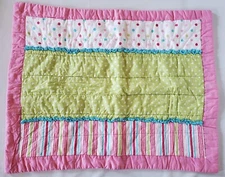 Set of 2 Circo Pink Green Pillow Shams Quilted Polka Dot Striped Full/Queen Enve