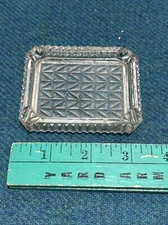 Vintage 3-1/4 X 2-3/4 Inch Cut Clear Glass Portable Ashtray