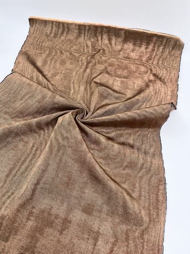 Cinnamon Brown Silk Moire Fabric By 2 Meters,Watermark Patterned. - Picture 9 of 12