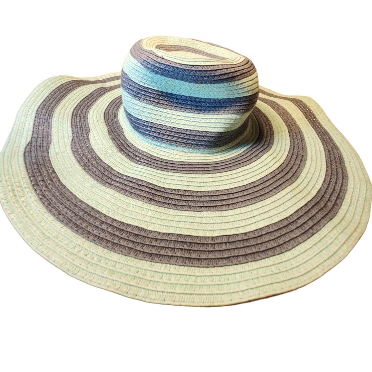J. Crew Striped Floppy Summer Straw Beach Hat Round Packable Hat In Striped Faux Raffia For Women | J.Crew main image 2