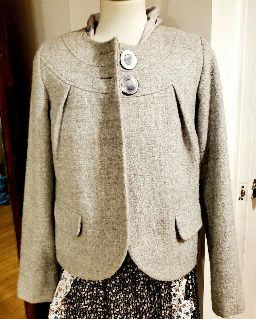 LIQUID Wool Jacket Grey Coat Overcoat Womens size 4 U… Gem