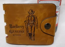 WALLET MEN'S COWBOY BAELLERRY GENUINE LEATHER Bi-Fold.  New From Miami, FL