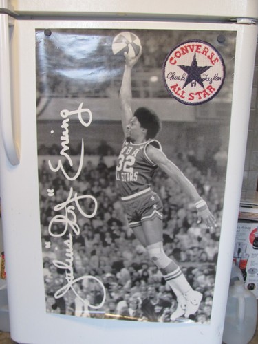 1974 Julius Erving Converse B&W Poster New York Nets ABA HOF