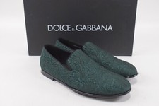 Dolce&Gabbana NWB Loafers / Slippers Size 41.5 8.5 US Dark Green Floral Motif 