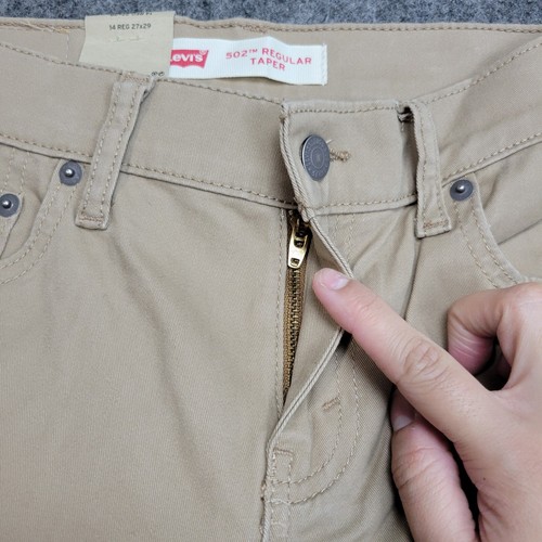 Levis 502 Jeans Womens 14 Brown Performance Stretch Taper Chino Preppy Minimal - Picture 6 of 12