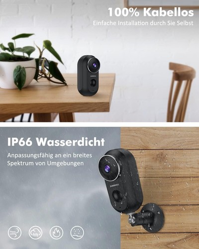Überwachungskamera Aussen/Innen mit PIR-Bewegungserkennung, Akku und WLAN - Bild 5 von 7