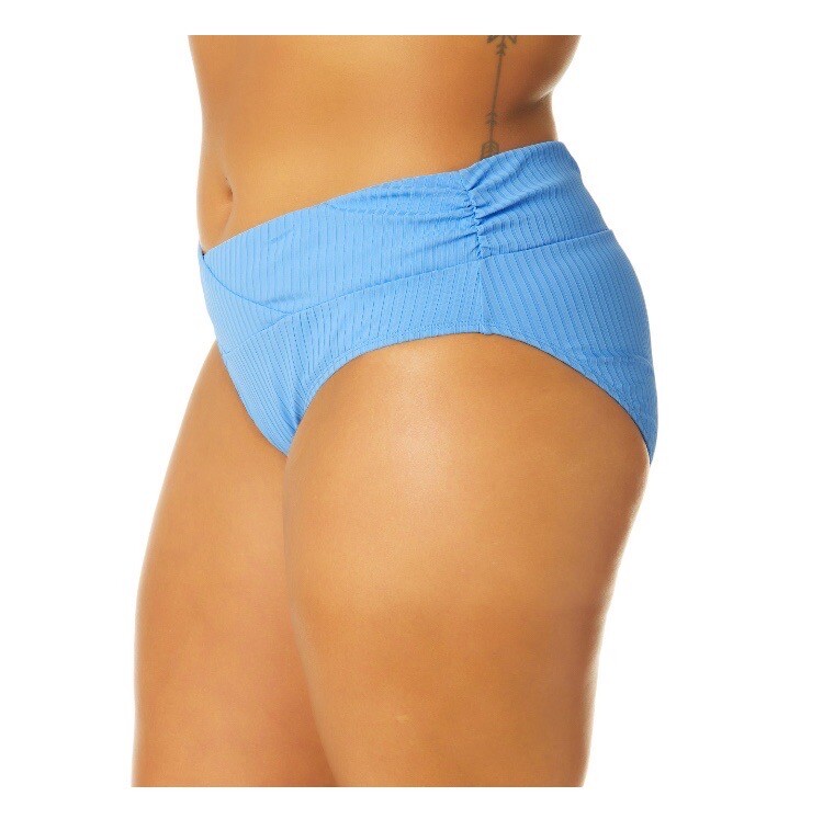 Time And Tru Womens Plus Size 3X Light Cloud Blue Mid Rise Ribbed Swim Bottom-image