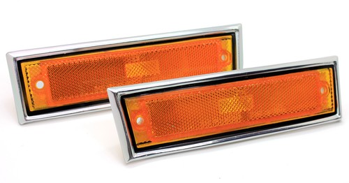 NEW Front Side Marker Lights w/Chrome Trim 81-91 K5 Blazer Suburban Corner Lamps - Picture 3 of 4