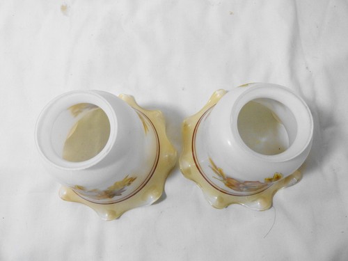 Pair Milk Glass Gold Roses Ruffled Ceiling Fan Wall Sconce Light shades - Picture 2 of 6