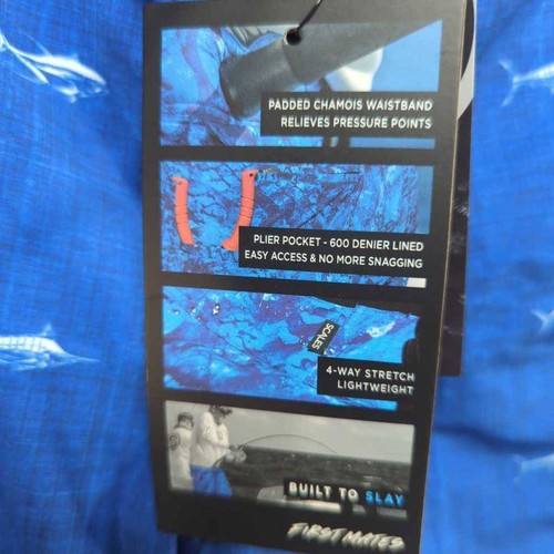 Scales Mens Board Shorts size 36 First Mates Blue White Fish Flat Front Pockets - Picture 13 of 20