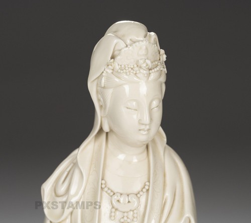 19th C Chinese Qing Dynasty Blanc de Chine Guan Yin Bodhisattva Porcelain Statue - Picture 9 of 16