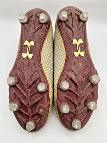 UNDER ARMOUR NITRO MAROON AND TAN CLEATS SIZE 10 WITH 4D FOAM - Picture 6 of 7