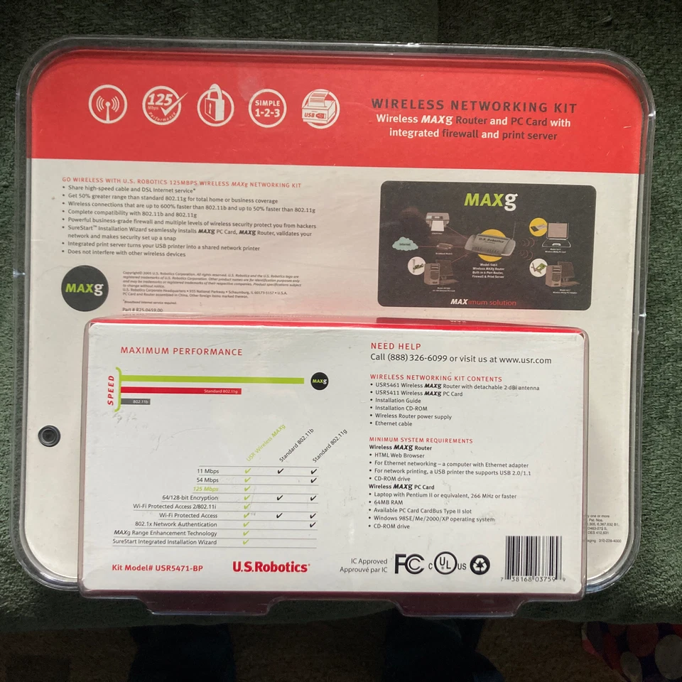 New U.S. Robotics Bundle USR5461 802.11g Wireless MAXg Router & USR5411 PC Card - Image 2 of 4