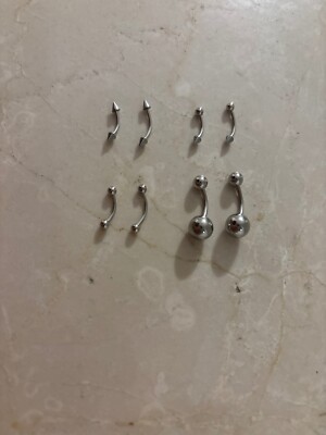augenbrauen piercing, Edelstahl, 2 verschiedene Größe , 8 piercings