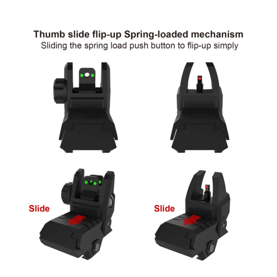 Fiber Iron Sight Flip-up Front Rear Sights Back Up Picatinny/Wea...Rail Hunting - Image 4 of 4