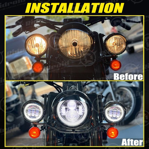 7" INCH LED Projector RGB Headlight+4.5"Passing Lights Halo For Harley Touring - Picture 17 of 24