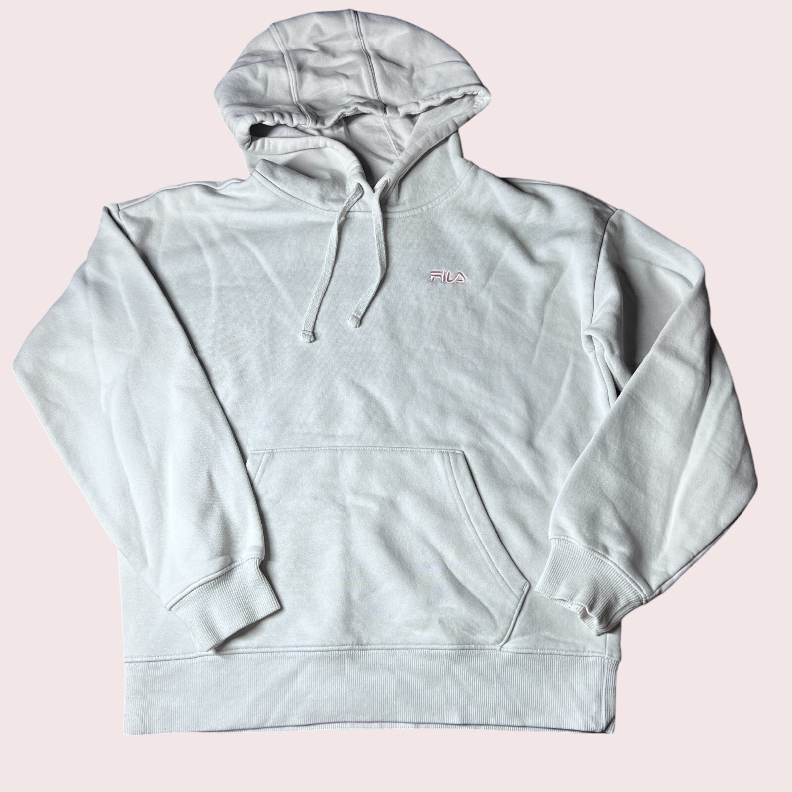 Felpa Fila adolescente taglia small felpa bianca rosa logo manica lunga pullover caldo