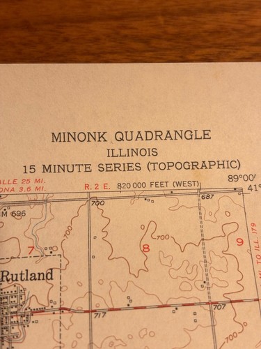 Vintage 1955 Geological Survey Minonk Quadrangle, Illinois 15 Minute Series Map - Picture 7 of 7