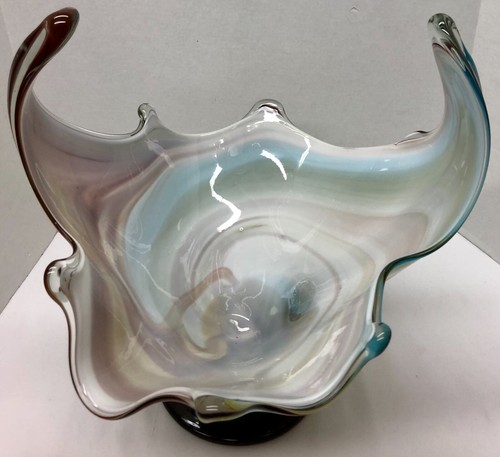 Vintage Italian Murano Multicolor Freeform Glass Bowl 15" Tall Footed - Bild 5 von 17