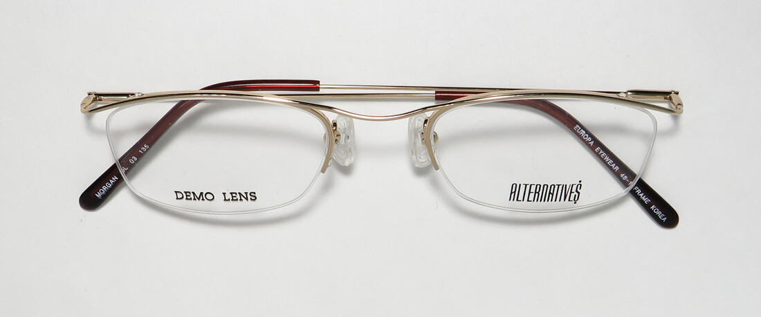 New Alternatives by Europa Medium Gold MORGAN C03 Eyeglasses 46/18/135 ALTERNATIVES MORGAN COL.03 HALF RIMM LIGHTWEIGHT DESIGNER  main image 4