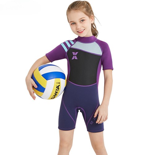 Children 2.5MM Neoprene Shorty Swimsuit Short Sleeve Sun Protection Diving - Picture 2 of 15