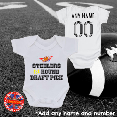Steelers Personalised Babygrow Gift USA American Football 