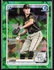 2020 Bowman Chrome Draft Sapphire JUSTIN LANGE 21/50 GREEN 1ST Prospect Padres