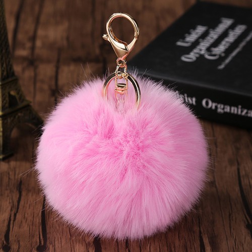 Fluffy Faux Rabbit Fur Ball PomPom Pendant Bag Charm Pompom Key Chain Phone - Picture 9 of 29